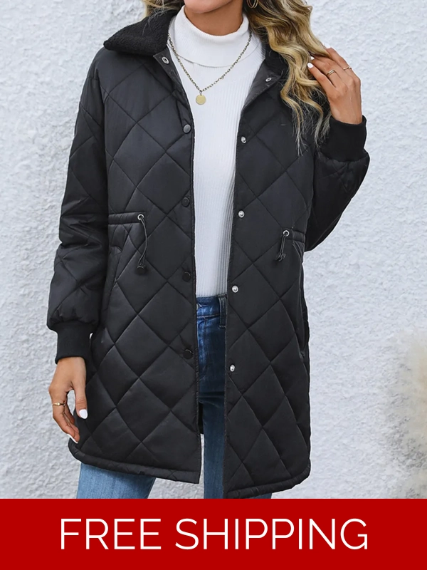 Drawstring Waist Longline Winter Coat